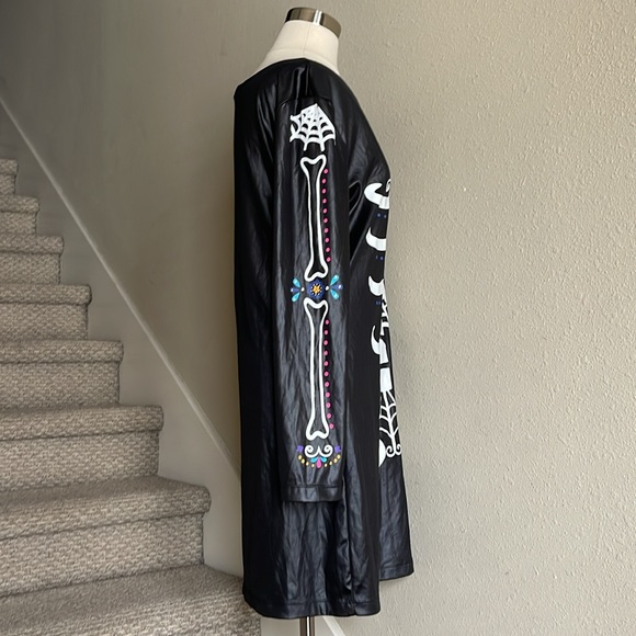 NWOT Suit Yourself Costume Co Sz L Day of the Dead Black Dress - Picture 6 of 12